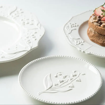 'Bella' White Ceramic Dessert Plate, Small