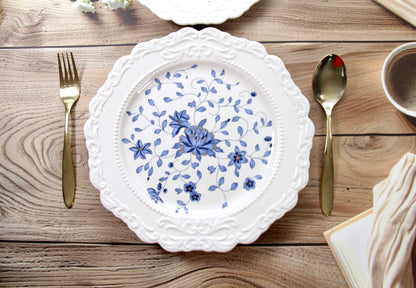 'Mirabelle' Blue Floral Ceramic Dinner Plate, 26.5 cm