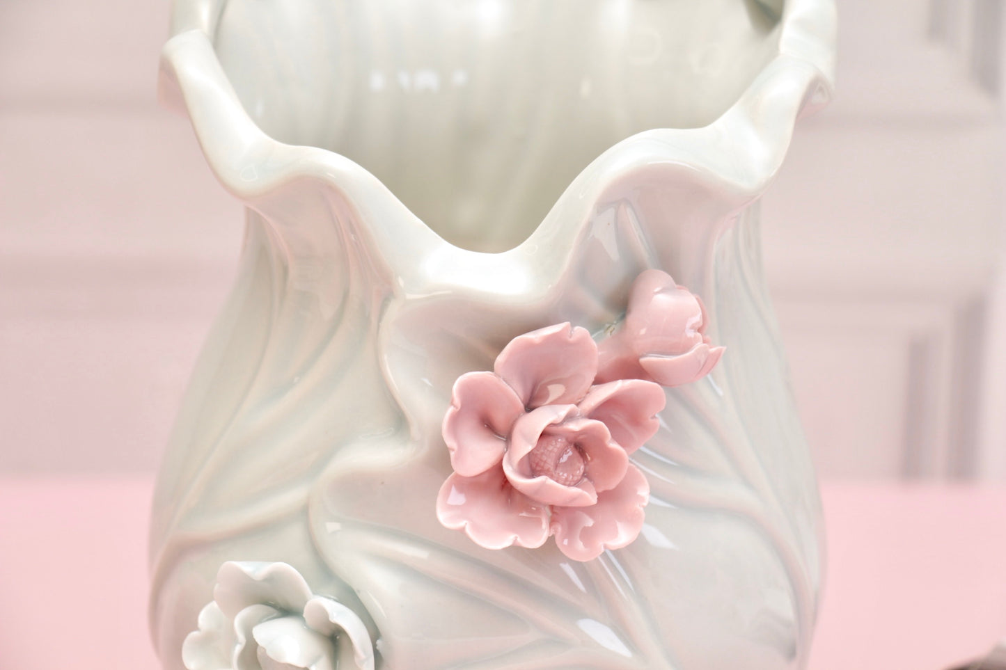 'Orchids' Mint Green Ceramic Vase