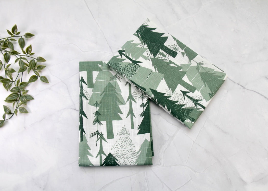 'Pine Trees' Printed Kitchen Towels, Set of 2