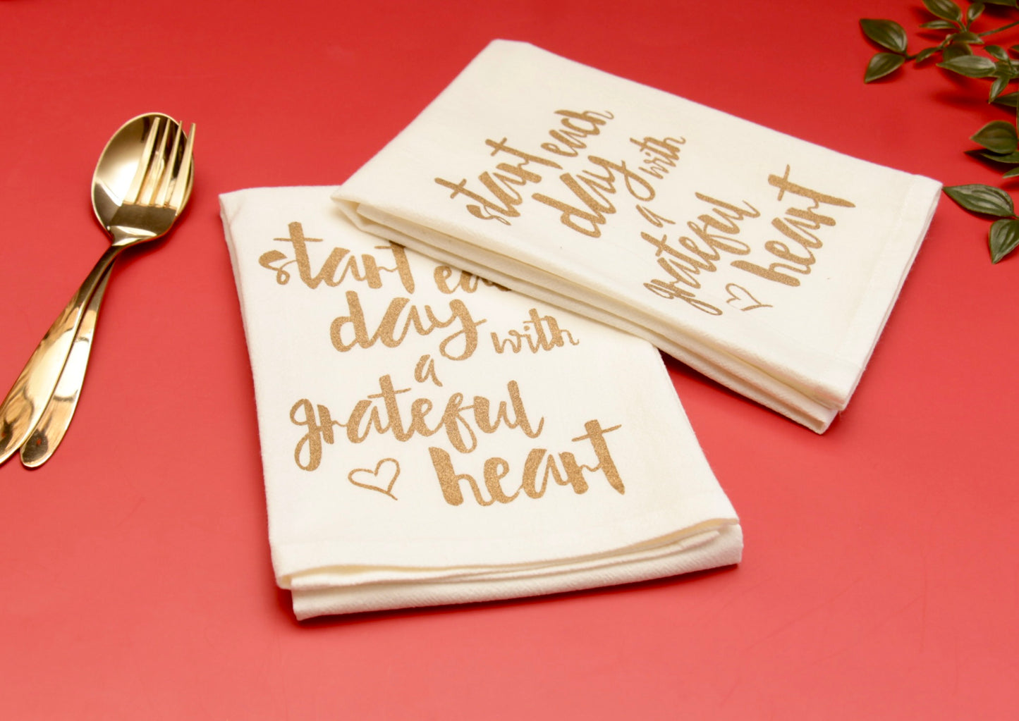 'Grateful' Printed Kitchen Towels, Set of 2