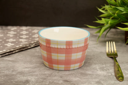 'Brooke' Ceramic Bowl - Coral Striped