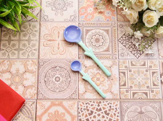 'Blue Orchids' Blue Ceramic Spoon Set