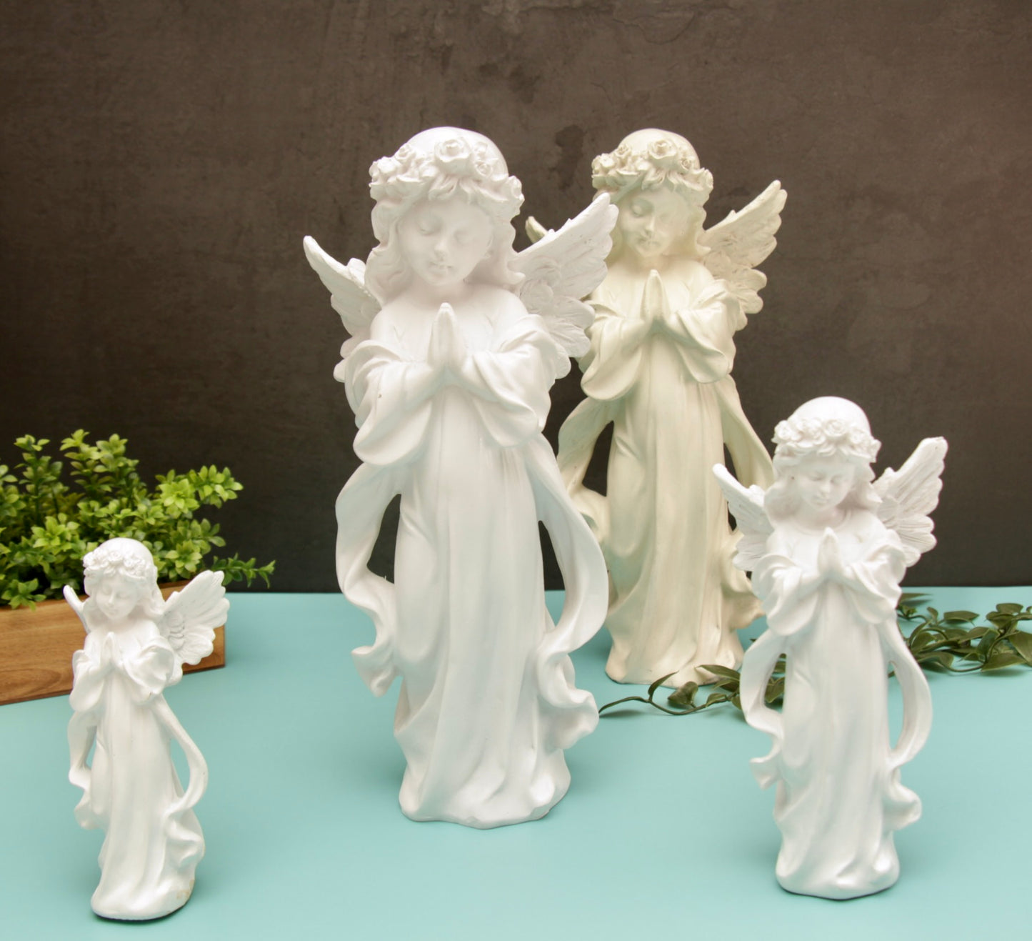 Praying Angel Statue Large - White, 30cm