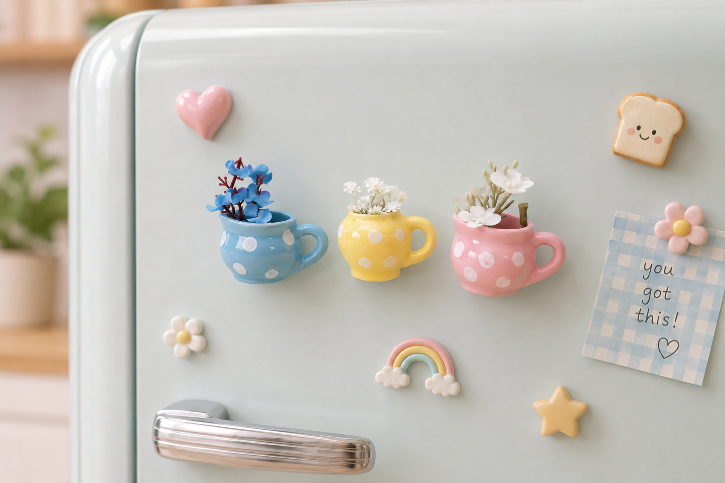 'Tiny Treasures' Mini Cup Fridge Magnets, Set of 3