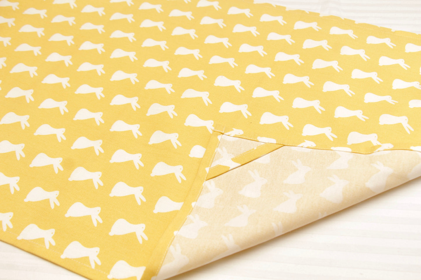 'Bunny' Yellow Printed Kitchen Towels, Set of 2