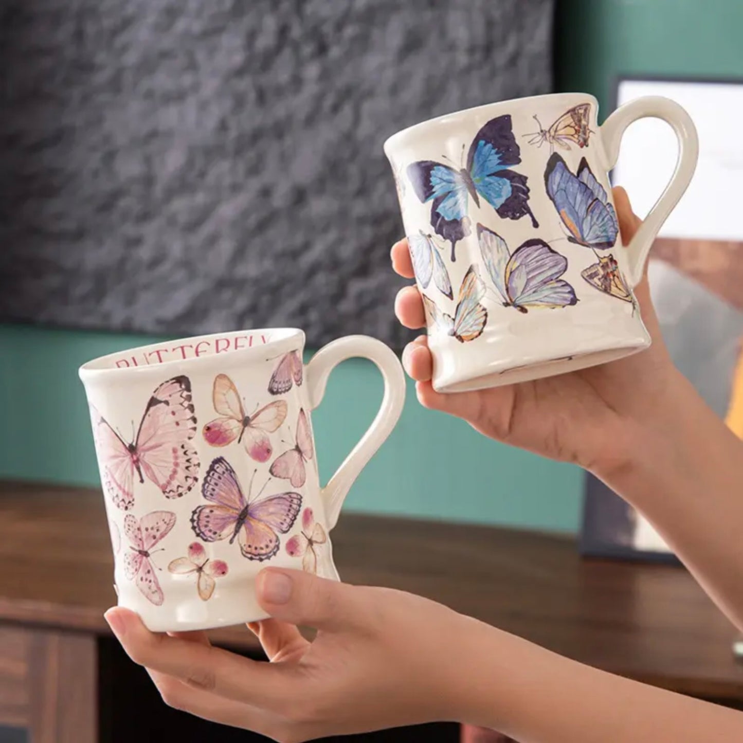 'Blue Butterflies' Ceramic Coffee Mug