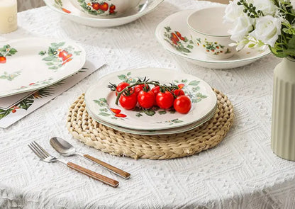 'Strawberry Blossom' Ceramic Dessert Plate