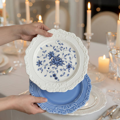 'Mirabelle' White Ceramic Dessert Plate | Floral | 8 Inches
