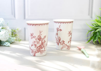 'Crimson Bloom' Porcelain Tumbler | Cup | Red | Set of 2