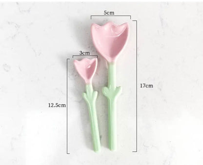 'Tulip' Pink Ceramic Spoon Set