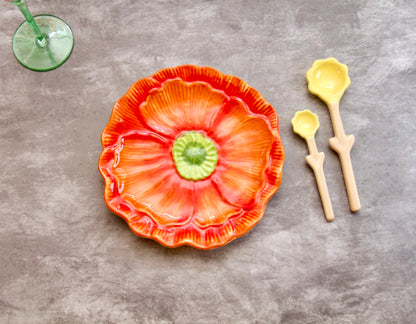 'Flora' Ceramic Dessert Plate - Orange