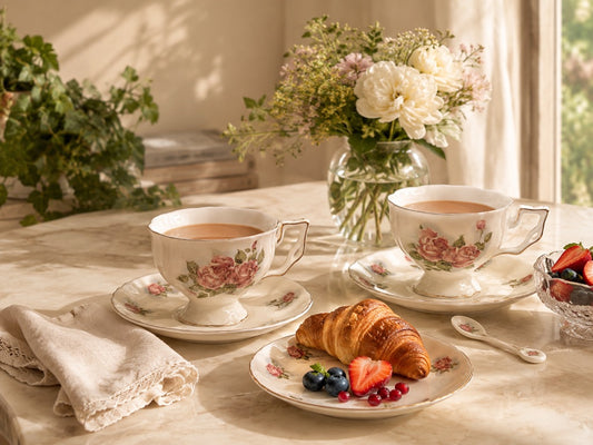 'British Rose' Cup & Saucer Set of 2