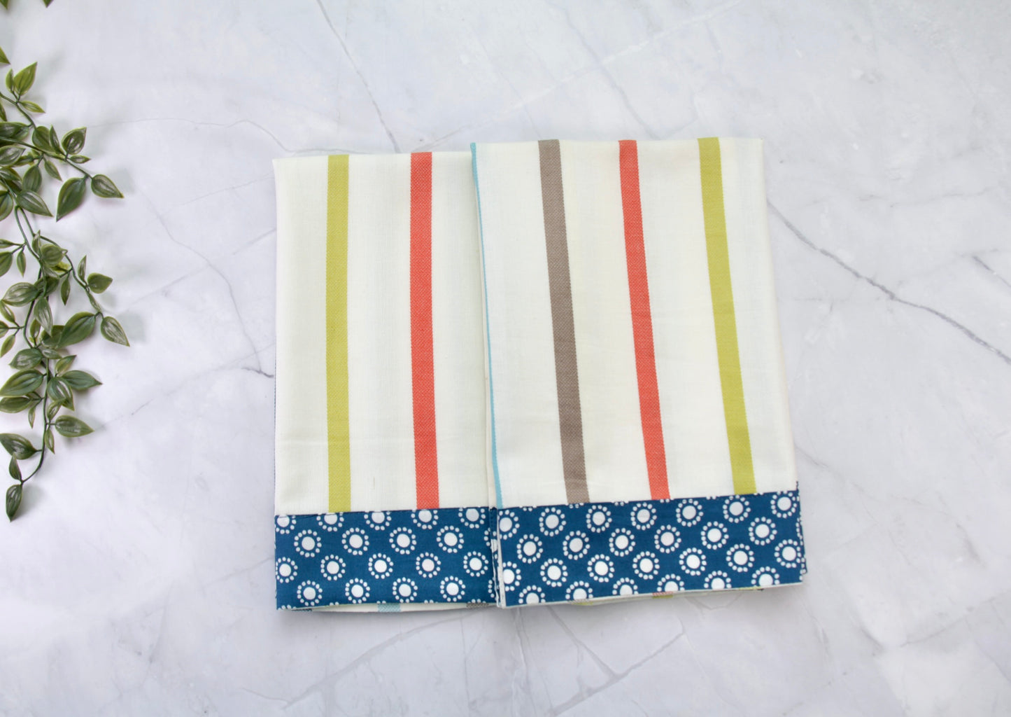 'Indigo Striped' Printed Kitchen Towels, Set of 2