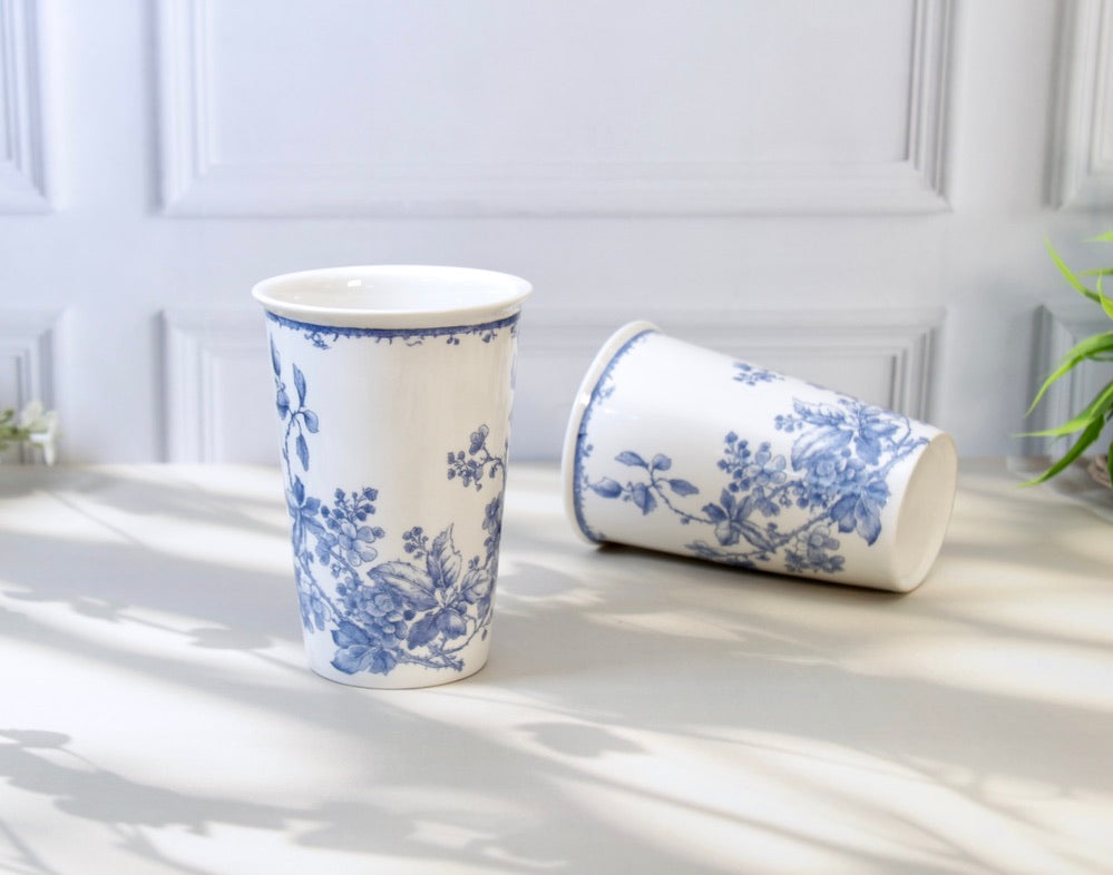 'Maison Bleu' Porcelain Tumbler | Cup | Blue | Set of 2