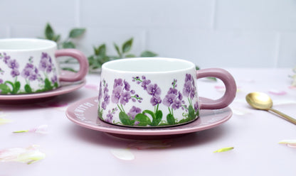 'Purple Meadows' Ceramic Cup & Saucer, Set Of 1