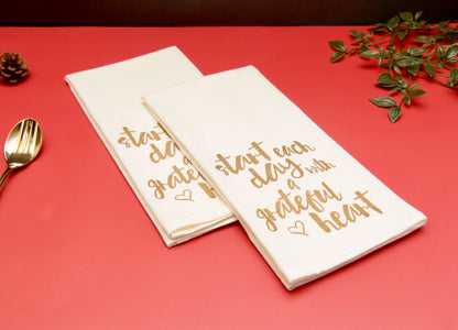 'Grateful' Printed Kitchen Towels, Set of 2