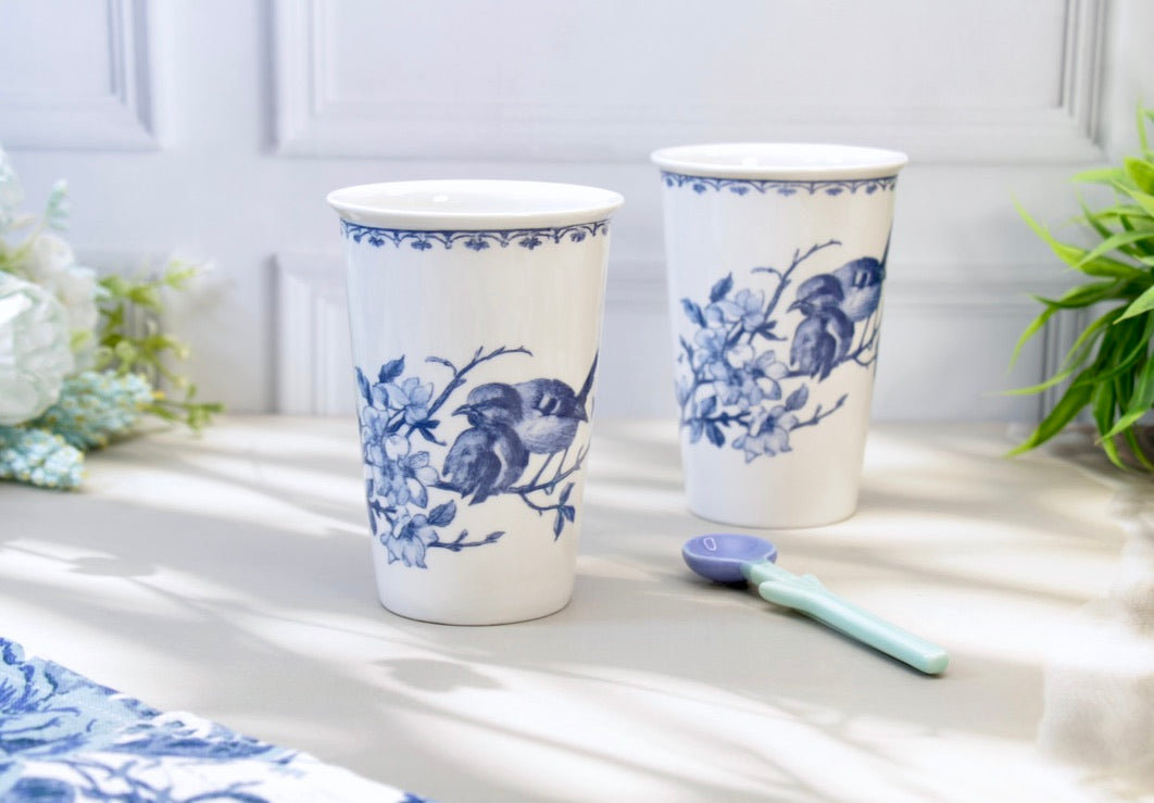 'Bleu Jardin' Porcelain Tumbler | Cup | Blue | Set of 2