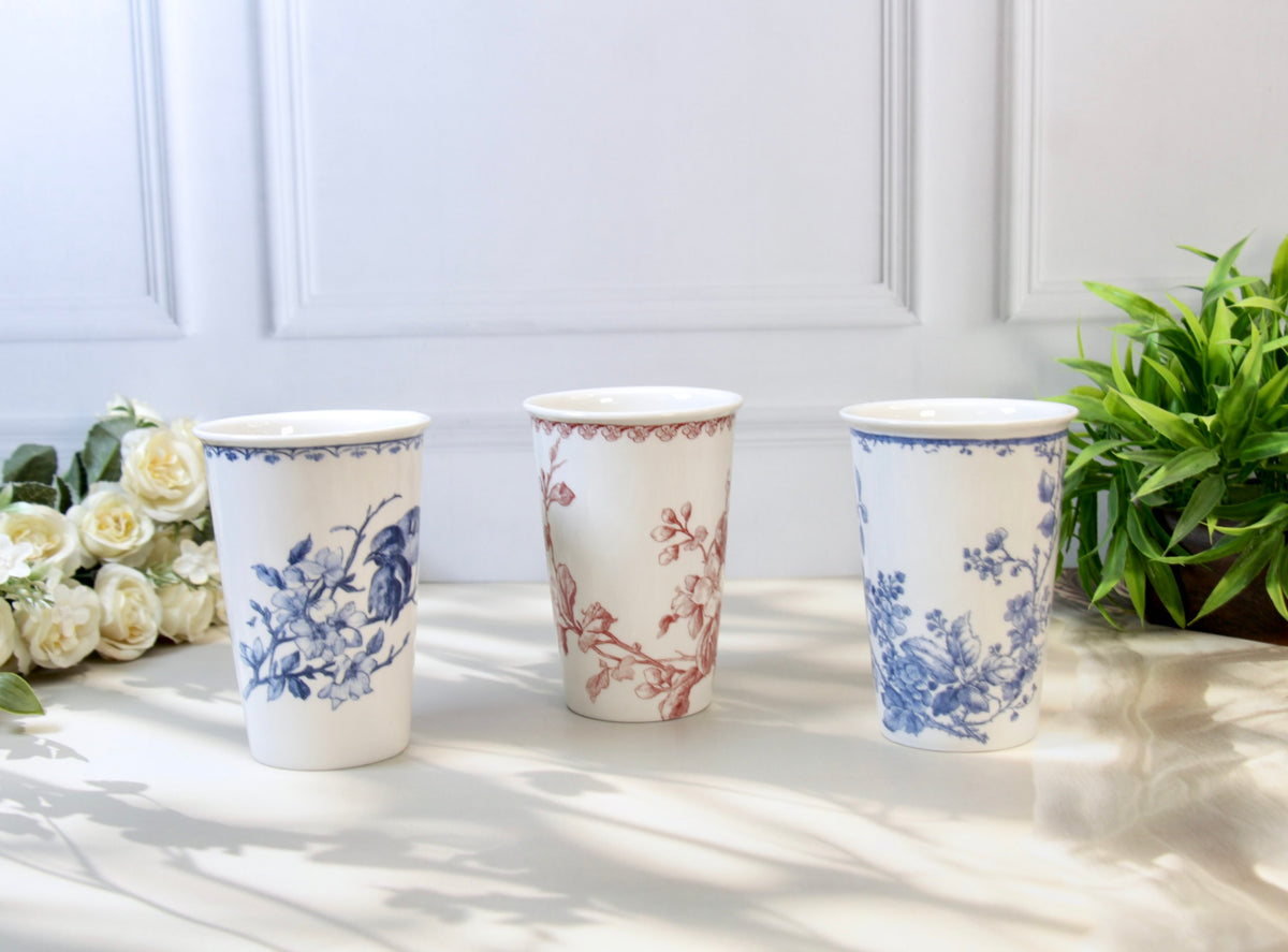 'Maison Bleu' Porcelain Tumbler | Cup | Blue | Set of 2