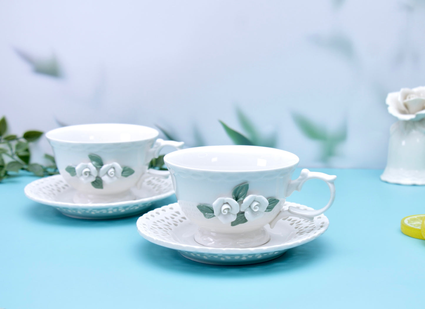 'Anastasia' Ceramic Cup n Saucer, Set of 1