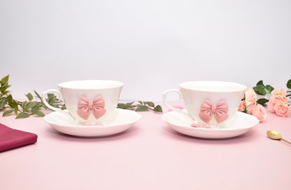 'Bow' Ceramic Cup n Saucer, Set of 1