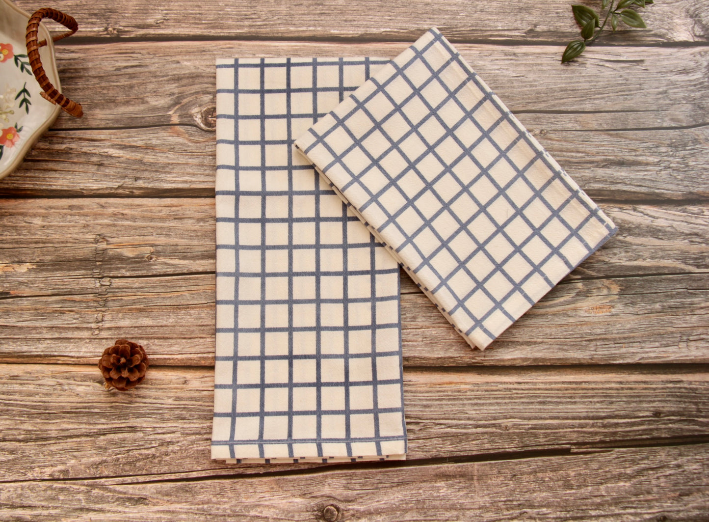 'Checkered' Printed Kitchen Towels, Set of 2