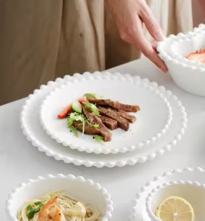 'Crescent' White Ceramic Dessert Plate
