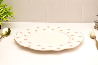 'Alice' Ceramic Dinner plate - Pink Polka Dots