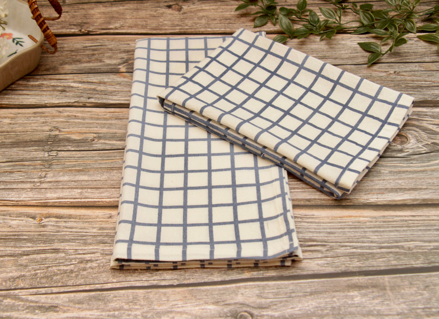 'Checkered' Printed Kitchen Towels, Set of 2