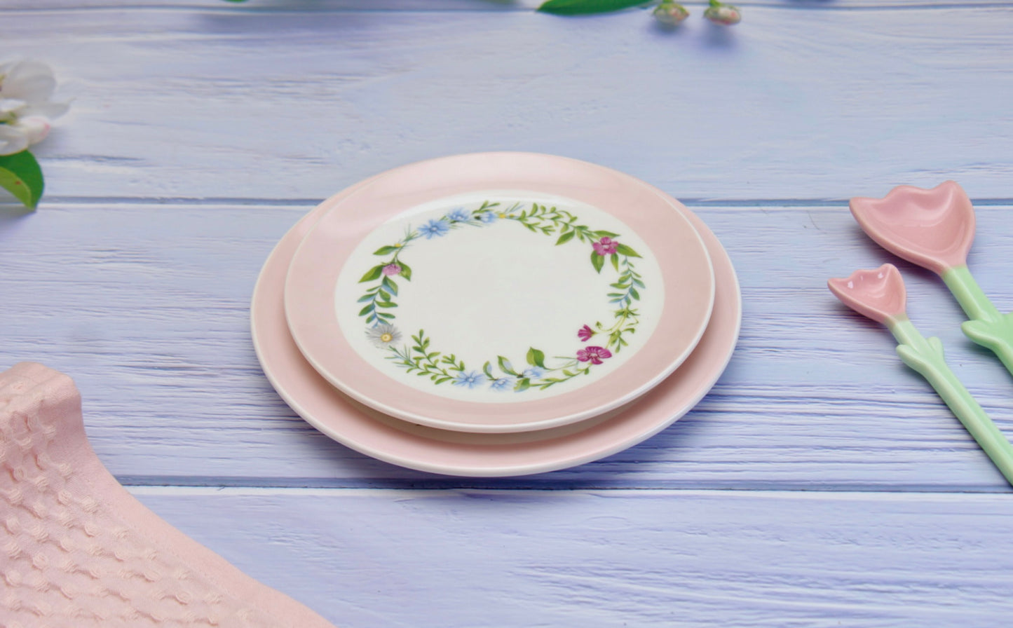 'Blossom' Pink Dessert Plates, Set of 2