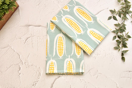 'Sweet Corn' Printed Kitchen Towels, Set of 2