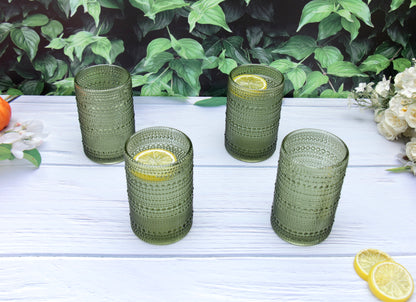 'Frost' Dotted Glass Tumblers, Set Of 4 - Green