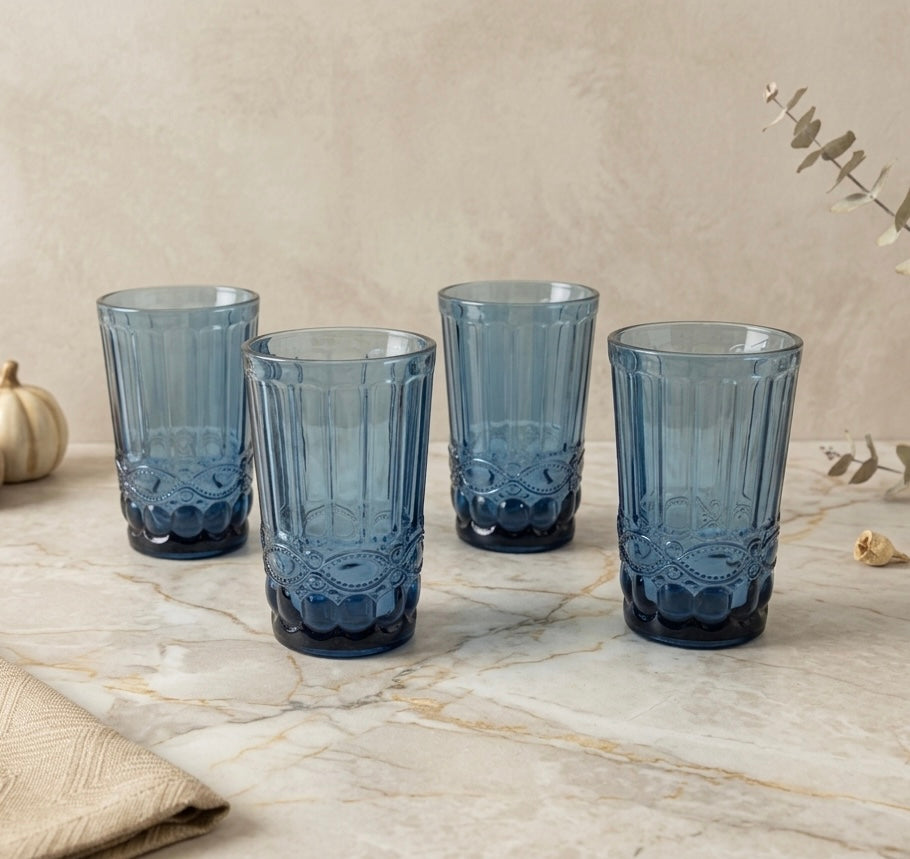 'Brooklyn' Glass Tumblers, Set Of 4 - Blue