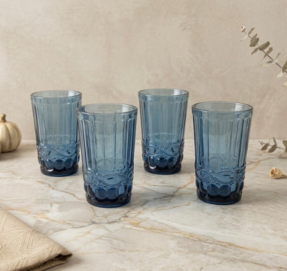 'Brooklyn' Glass Tumblers, Set Of 4 - Blue