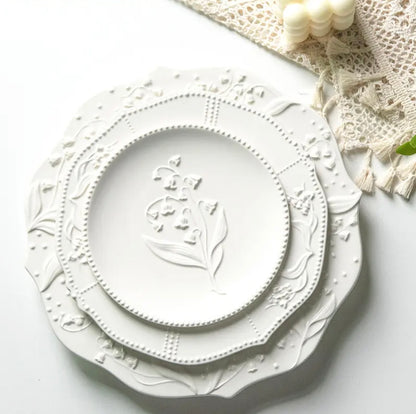 'Bella' White Ceramic Dessert Plate, Small