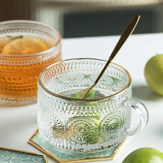 'Capri' Glass Cups - Set of 2, Transparent Rim