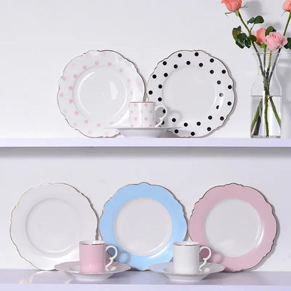 'Alice' Ceramic Dinner plate - Pink Polka Dots