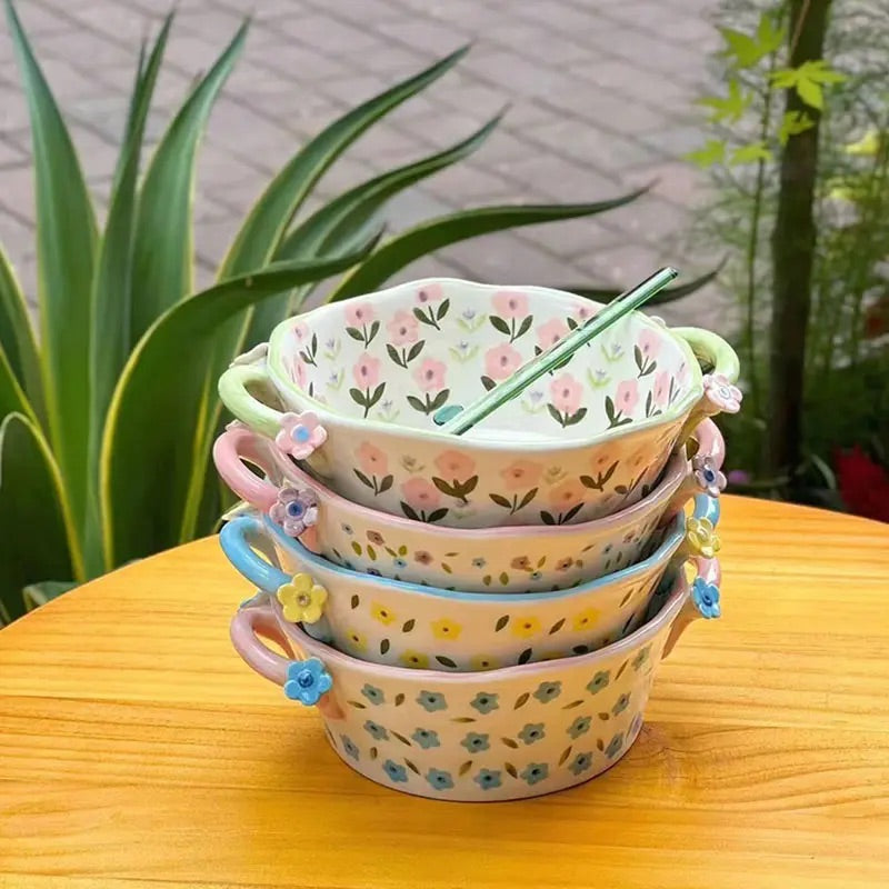 'Periwinkle' Ceramic Bowls - Pink/Blue