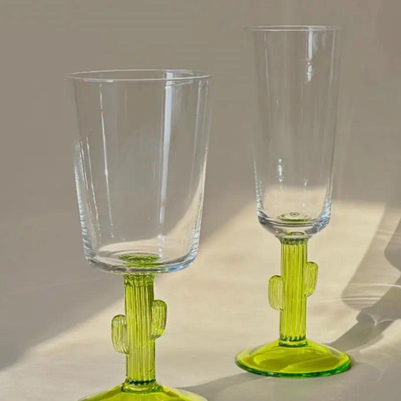 'Hazel' Green Stemmed Glasses, Set of 2 - Small