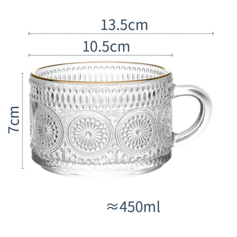 'Capri' Glass Cups - Set of 2, Gold Rim