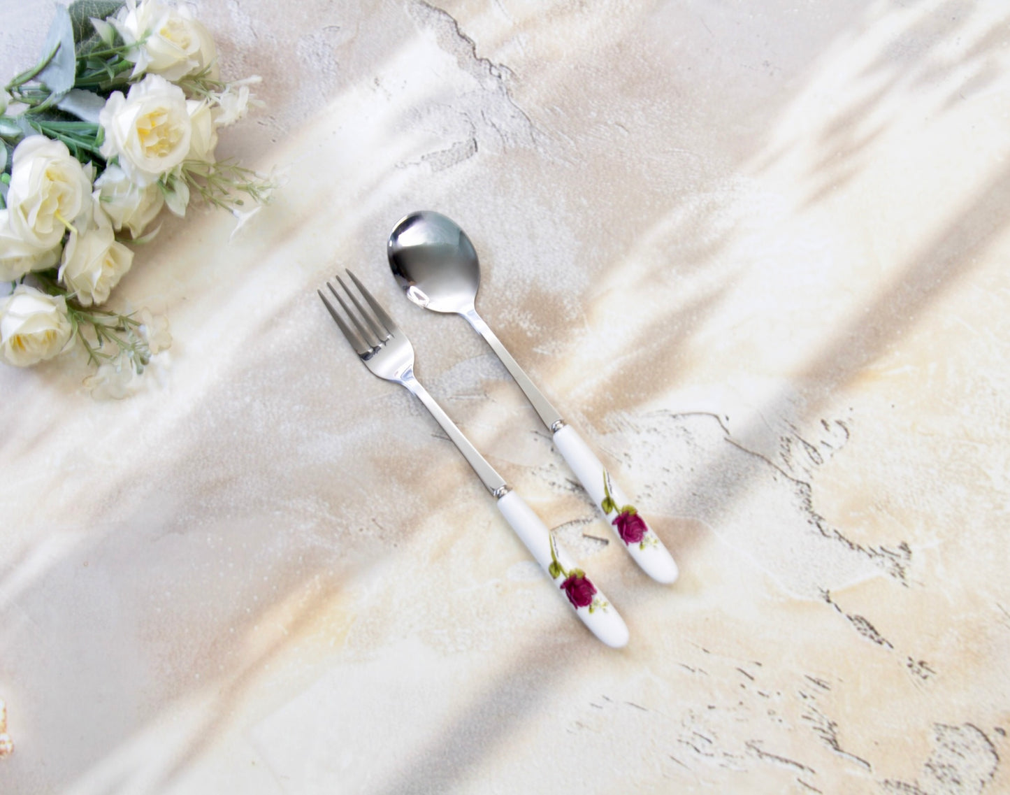'Alice' Ceramic & Stainless Steel Flatware Set