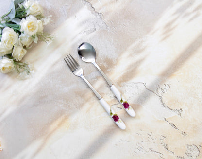 'Alice' Ceramic & Stainless Steel Flatware Set