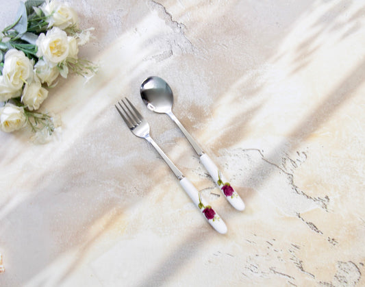 'Alice' Ceramic & Stainless Steel Flatware Set