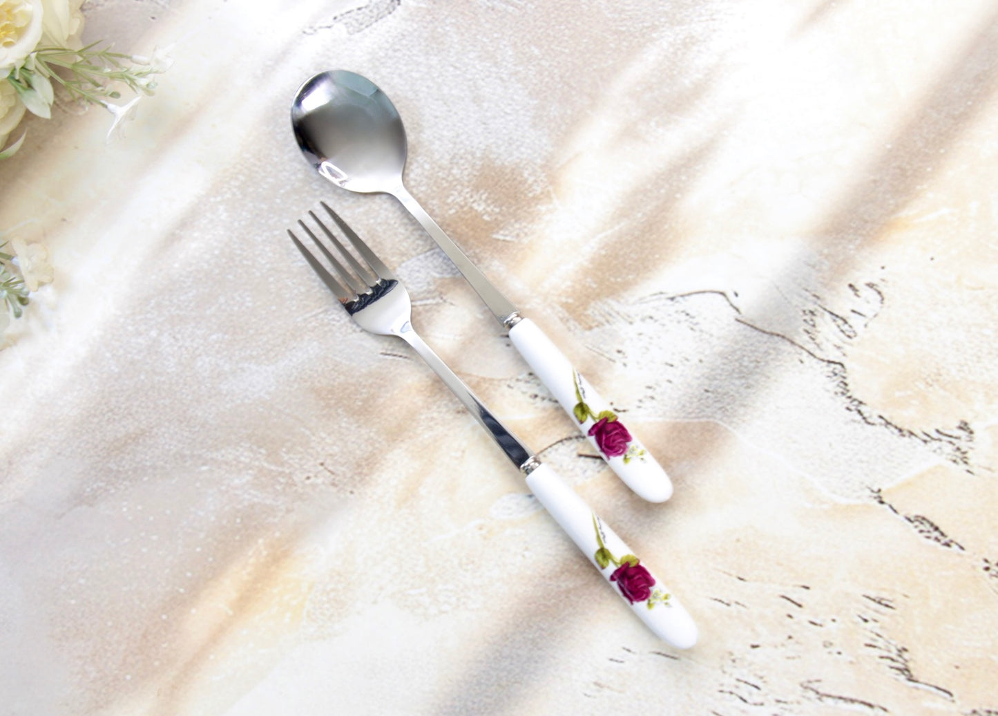 'Alice' Ceramic & Stainless Steel Flatware Set