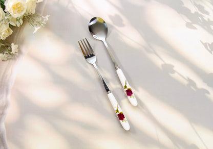 'Alice' Ceramic & Stainless Steel Flatware Set