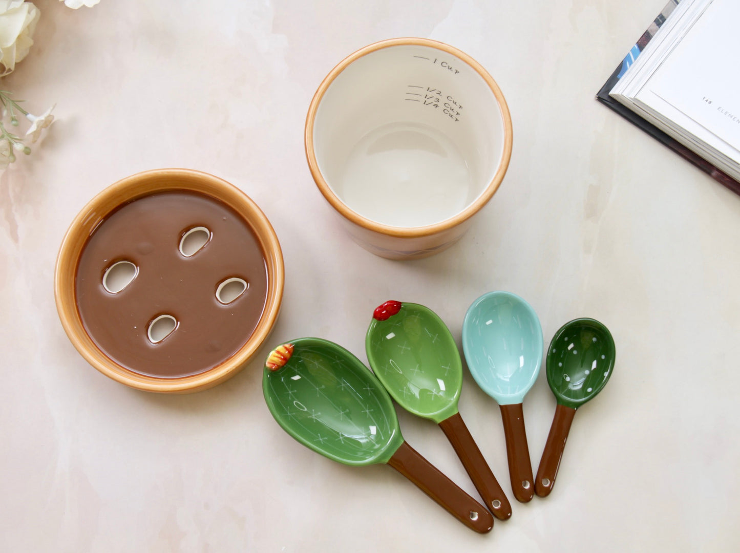 'The Cactus Pot' Ceramic Measuring Spoons Set