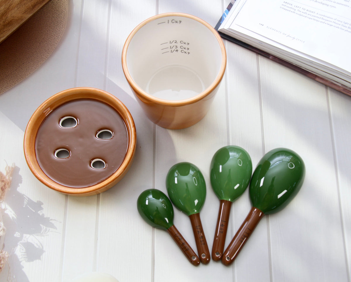 'The Desert Bloom' Ceramic Measuring Cup & Spoons Set