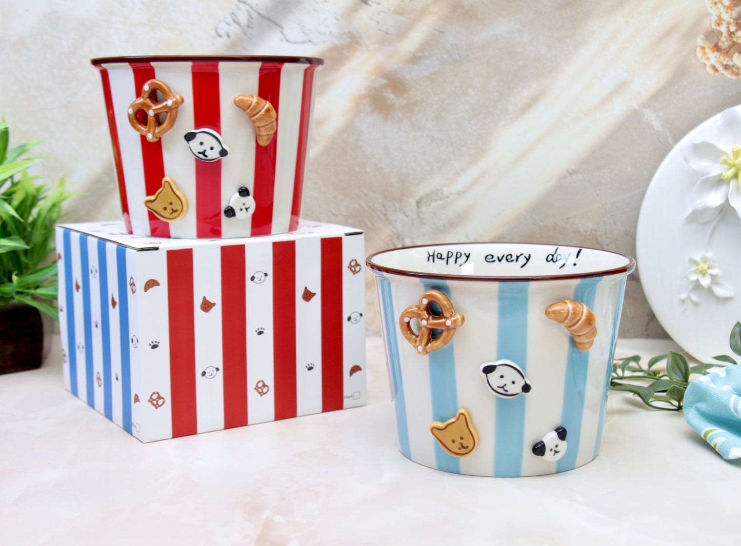 'Carnival Treats' Ceramic Popcorn Bowl | Blue | 1130ml | Large
