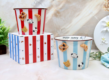 'Carnival Treats' Ceramic Popcorn Bowl | Blue | 1130ml | Large
