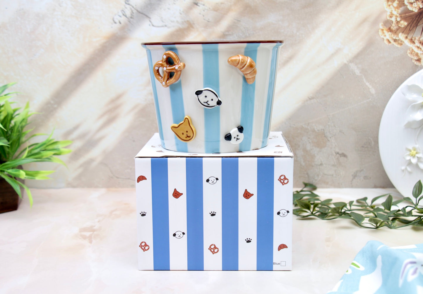 'Carnival Treats' Ceramic Popcorn Bowl | Blue | 1130ml | Large